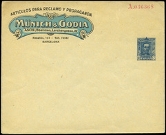 817 * Laiz 794 - 1925. Vaquer. 40cts. Azul Con Publicidad Impresa “Münich & Godia. Artículos Para Reclamo” - 1850-1931