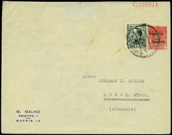 835 0 Laiz 940Fd + España 493 - 1931. Vaquer Sobrec. República.25cts. Rojo Con Publicidad Impresa “M. Galvez…" - 1850-1931