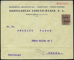 839 0 Laiz 952 - 1931. Vaquer Sobrec. República. 30cts. Castaño. Publicidad Impresa “Destilerias…" - 1850-1931