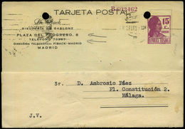 848 0 Laiz - 1936. Matrona. Tarjetas 15cts. Violeta Con Publicidad Impresa “Bach.Bisuteria…" - 1850-1931