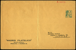 850 0 Laiz 1101 - 1933. Matrona. 1cts. Verde Con Publicidad “Madrid Filatélico” - 1850-1931