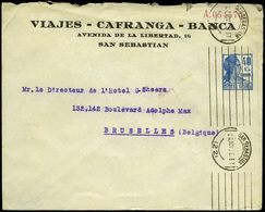 883 0 Laiz 1290 - 1933. Matrona. 40cts. Azul. Publicidad Impresa “Viajes Cafranga.San Sebastian” - 1850-1931