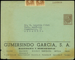 898 0 Laiz 1413 - 1941. Cervantes. 2Cts. Castaño Con Publicidad Impresa “Gumersindo Garcia …" - 1850-1931