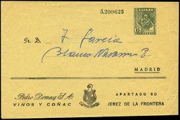 899 0 Laiz 1440 - 1941. Cervantes. 15Cts. Verde.Publicidad Impresa “Pedro Domecq S.A. Vinos Y Coñacs” - 1850-1931