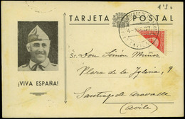 966 Ed. TP 734 Bisec - 1937. Tarjeta Patriótica Con Fechador “Casas Del Puerto De Tornavacas  04/09/37” Y Llegada - Covers & Documents