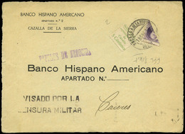 976 Ed. 666 Bisec+Cazalla 2 - 1937. Frontal Con Sello Bisectado 666+Local De Cazalla.Muy Bonito. Ex Aracil - Lettres & Documents