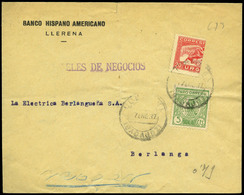 977 Ed. 679 Bisec+Local - 1937. Cda De “Llerena 17/01/37” A Berlanga Con Bisectado Usado Como 10cts. En La Guerra. Ex Ar - Covers & Documents