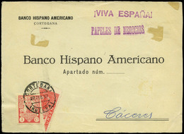 978 Ed. 679 Bisec+Local - 1937. Frontal Cdo Con Sello Bisectado + Local De Cortegana A Cáceres - Covers & Documents