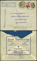 983 Ed. 681-685+Local - 1937. Carta Con Preciosa Publicidad Al Dorso Y Cdo 09/IV/37 A Lisboa. - Storia Postale