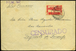 990 Ed. 153 - Marruecos. 1937. Carta Cda De Tetuan A Teguise De Tenerife (Canarias) - Covers & Documents