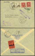 1003 Ed. 816(2)+817+844(2) - Melilla. Cda A Tolosa “Melilla 22/05/38” Con C. Militar Y Marca “17 Julio De 1936....” - Covers & Documents