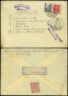 1004 Ed. 825+844 - 1938. “Melilla 27/Jul/38” A Estafeta Nº9 Con Marca Correo Aereo-Melilla Y Al Dorso - Covers & Documents
