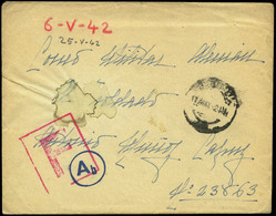 1017 1942. Carta De Valencia Al Frente Ruso. (Muy Raras Las Cartas Cdas Al Frente). Marca “F” En Rojo + “Ab”. Preciosa - Covers & Documents