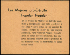 1023 1937. “Las Mujeres Por-Ejército Popular Regular. En Los Frentes De Madrid...” - Cartas & Documentos