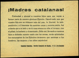 1024 1937. Folleto Parido Comunista España. P.S.U. De Cataluña. “Comisión Femenina Madres Catalans Estimulad Y Alentad A - Storia Postale