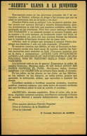 1028 1937. “ALERTA’’ Llama A La Juventud Nuevamente En........” - Cartas & Documentos