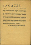 1036 1937. “RAGAZZI¡¡ Noi Siamo Stati Fatti Prigionieri.........UN GRUPPO DI VOSTRI COMPAGNI DI GUERRA - Cartas & Documentos