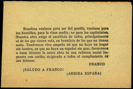 1040 1937. “Nosotros Venimos Para Ser Del Pueblo, Venimos Para Los Humildes....... FRANCO. ¡¡SALUDO A FRANCO¡¡ - Lettres & Documents