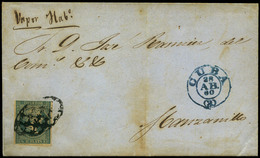 1058 Ed. Ant.7 - Carta Cda Con Mat. Cuadrado Y Fechador Azul “Cuba 28/04/60” A Manzanillo, Y Manuscrito “Vapor Habº.” Lu - Cuba (1874-1898)