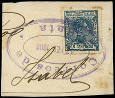 1088 Ed. 50 - 1907. Fragmento Con Marca Ovalada “Correos-Bata 17/Feb/1808” Gran Rareza. Lujo. Certif. GRAUS - Spanish Guinea