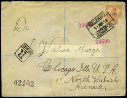 1092 Ed. 120 - 1918. Carta Cda, Correo Certificado De Sta. Isabel A EEUU. Diversos Tránsitos Y Censuras. - Guinée Espagnole