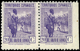 1104 Ed. *** 265 Pareja Horizontal. Variedad S/D Margen Derecho. No Cat. Lujo. Raro - Guinea Spagnola