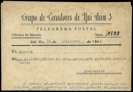 1114 1948. Telegrama Postal. “Grupo Tiradores Ifni Nº 1” 14/12/48. Raro - Ifni