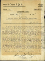 1116 1951. Telegrama Postal. “Grupo Tiradores Ifni Nº 1” 1/Mayo/51. Lujo - Ifni