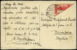1145 Ed. T 153	1936. Tarjeta Cda De Beni-Enzar A Barcelona Con 30cts. Rojo Bisectado - Marocco Spagnolo