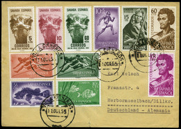 1169 Ed. 98/100+116+117+… - 1955. Carta Cda De Villacisneros A Alemania (11 Sellos)Raro Franqueo - Sahara Espagnol