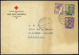 1190 Tanger - Ed. España 1062+1053+1047 - Carta Cda Con Membrete Ilustrado “Clínica Cruz Roja Española. Tánger” - Spanish Morocco