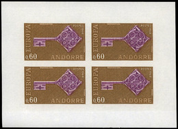 1207 Andorra Francesa - Ed. *** 188/9 Bl. 4 S/D. 1968. 2 Hojitas Con Bloques De 4 Sin Dentar. Muy Rara. Cat.+650€ - Autres & Non Classés