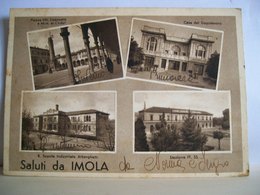 1942 - Saluti Da Imola - Vedute - Casa Del Dopolavoro - Stazione FF. SS. - R. Scuola Alberghetti - Cartolina Originale - Imola