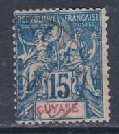 Guyane N° 35 O  Type Groupe, 15 C. Bleu Oblitération Moyenne Sinon TB - Usados