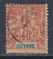 Guyane N° 39 O  Type Groupe, 40 C. Rouge-orange, Léger Piquage à Cheval, Oblitération Légère Sinon TB - Oblitérés