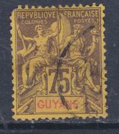 Guyane N° 41 O  Type Groupe, 75 C.violet Sur Jaune, Oblitération Moyenne Un Angle Court Sinon TB - Gebraucht