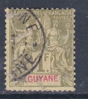Guyane N° 42 O  Type Groupe, 1 F. Olive, Oblitération Moyenne Sinon TB - Gebraucht