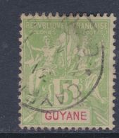 Guyane N° 43 O  Type Groupe, 5 C. Vert-jaune,oblitération Moyenne Sinon TB - Gebruikt