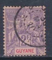 Guyane N° 48 O  Type Groupe, 2 F. Violet Sur Rose, Oblitération Moyenne  Sinon TB - Gebruikt