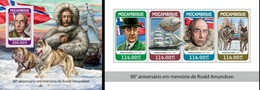 Mozambico 2018, Amundsen, Dogs, Ship, 4val In BF +BF - Explorateurs & Célébrités Polaires