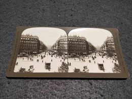 ANTIQUE STEREOSCOPIC REAL PHOTO FRANCE - PARIS - AVENUE OF THE OPERA - Stereoscopi