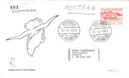 Greenland 1977 Registered Letter Sydprøven 10.3.1977   R481, Cover - Cartas & Documentos