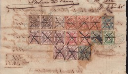 DER-97 CUBA SPAIN ESPAÑA (LG-1332) 1860 10r (8)+2r (4) GREEN DERECHO JUDICIAL REVENUE ALL POSTAL FORGER-Y. ORIGINAL DOC. - Timbres-taxe