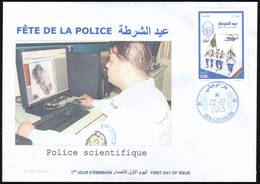 ALGERIA ALGERIE 2013 - FDC - Helicoptère - Helicopter Police Scientifique - Scientific - Fingerprints  - Empreintes - Police - Gendarmerie
