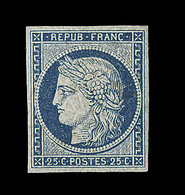 ** N°4 - 25c Bleu - Qques Tâches Jaunes - Signé Calves- TB - 1849-1850 Ceres