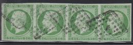 O N°12 - 5c Vert - Bde De 4 - Signé - Obl. TB - 1853-1860 Napoleon III