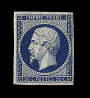 * N°14Ab - 20c Bleu Noir - Type I - Signé - TB - 1853-1860 Napoleon III