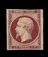 * N°18 - 1F Carmin - Certif. Robineau - B - 1853-1860 Napoléon III