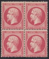 **/* N°24 - 80c Rose - Bloc De 4 - 2 Ex * - TB - 1862 Napoleone III