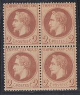 **/* N°26 - Bloc De 4 - 2 Ex ** - TB - 1863-1870 Napoleon III Gelauwerd